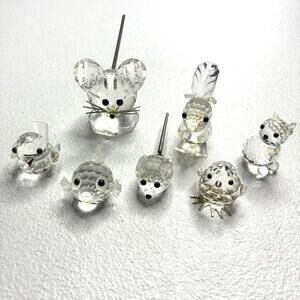Vintage Swarovski Mini Crystal Animal Figurines Lot – Mice Squirrel Fish Bird